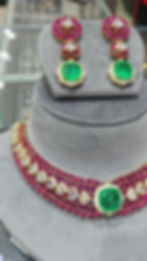 Ruby Oval-Cut Necklace Set with Emerald Accents
