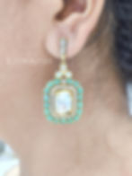 Victorian Polki Earrings with Green Accents