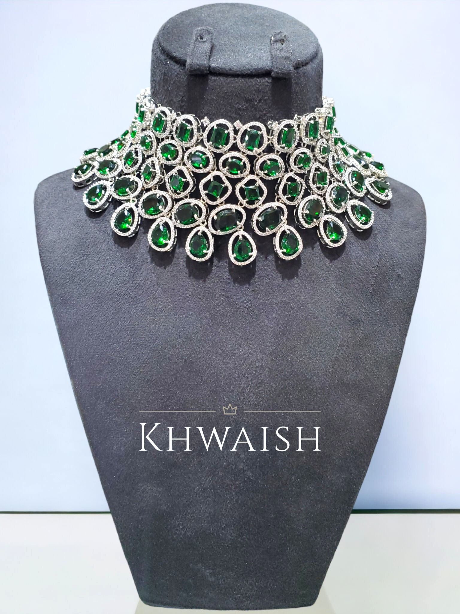 emerald green choker necklace set