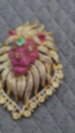 Lion Cz Unisex Brooch