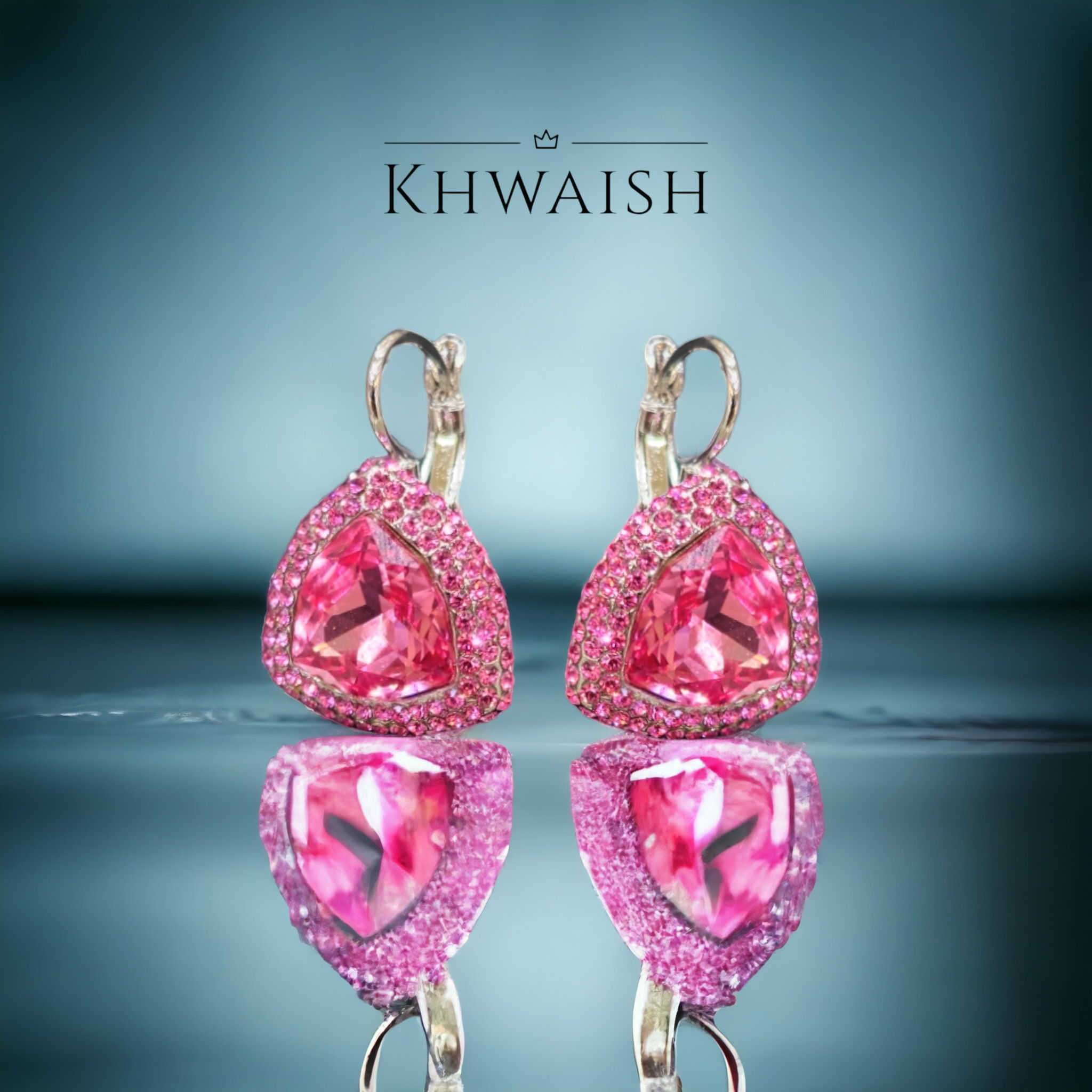 swarovski crystal drop earrings hot pink