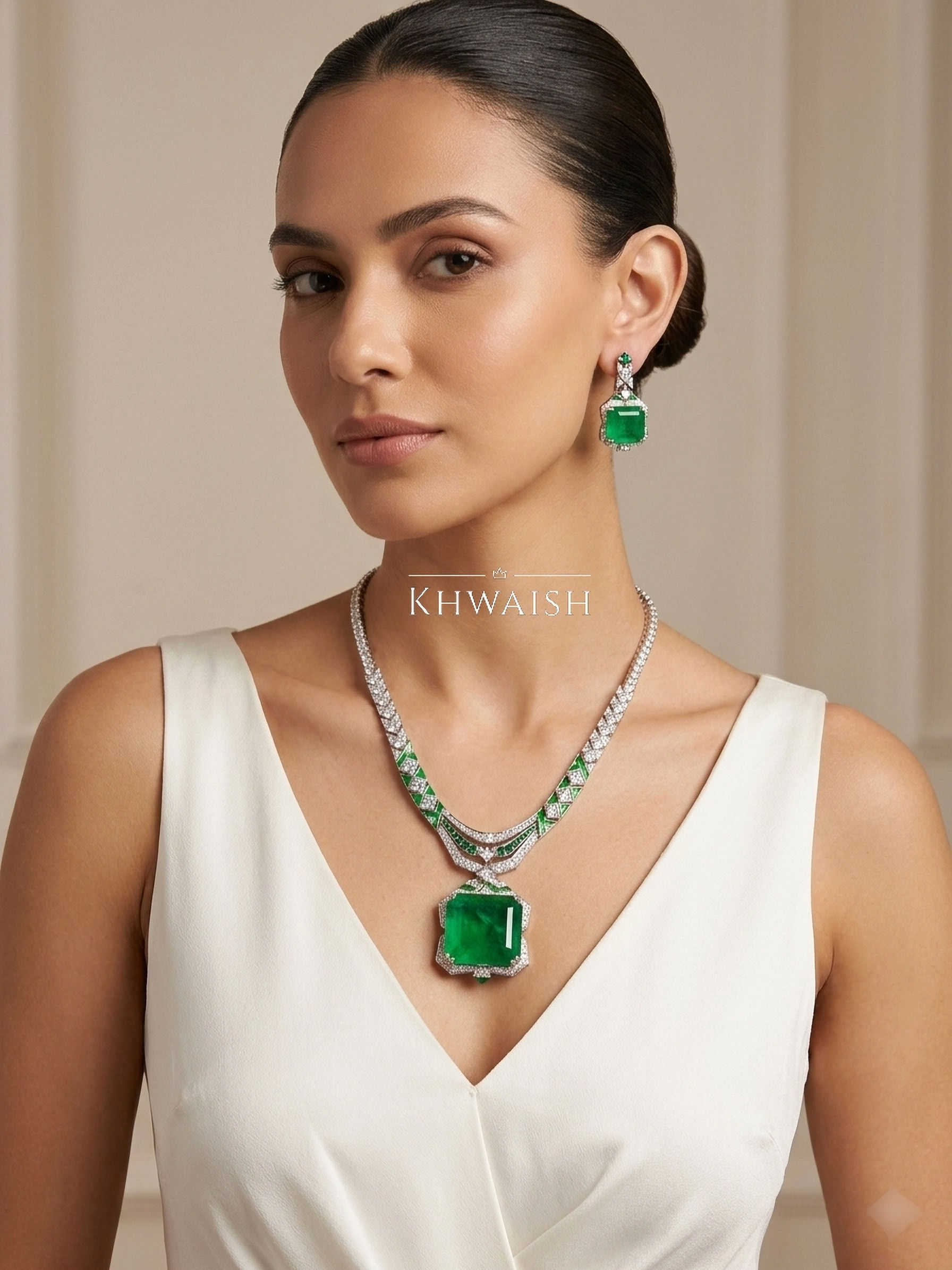 Emerald Statement Necklace Set