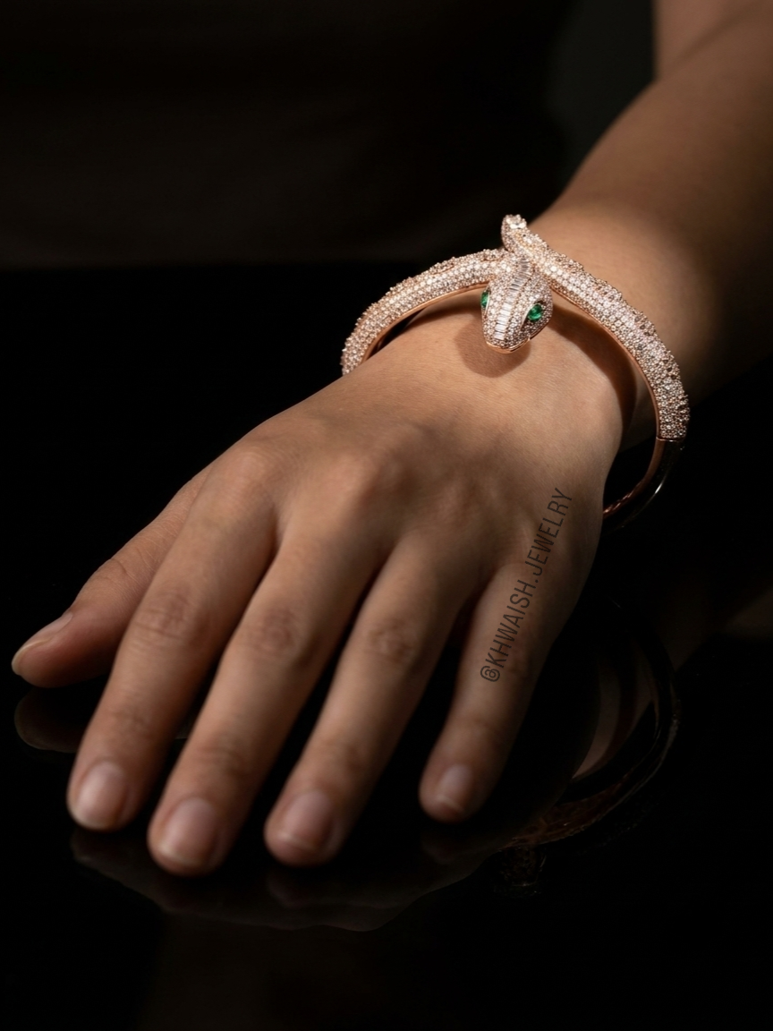 Rose Gold Serpent Luxe Cuff Bracelet