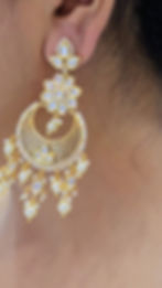 Antique Gold Chandbali Earrings with Polki