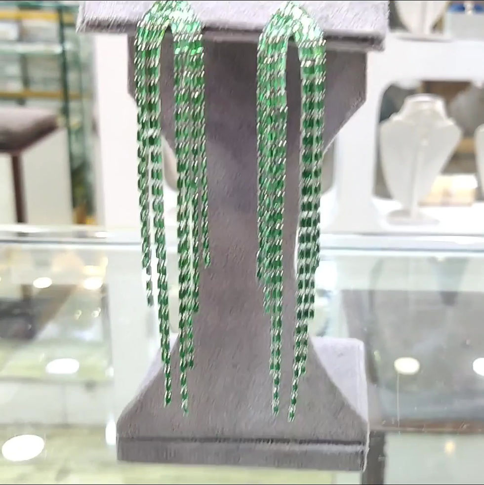 emerald green long chandelier earrings