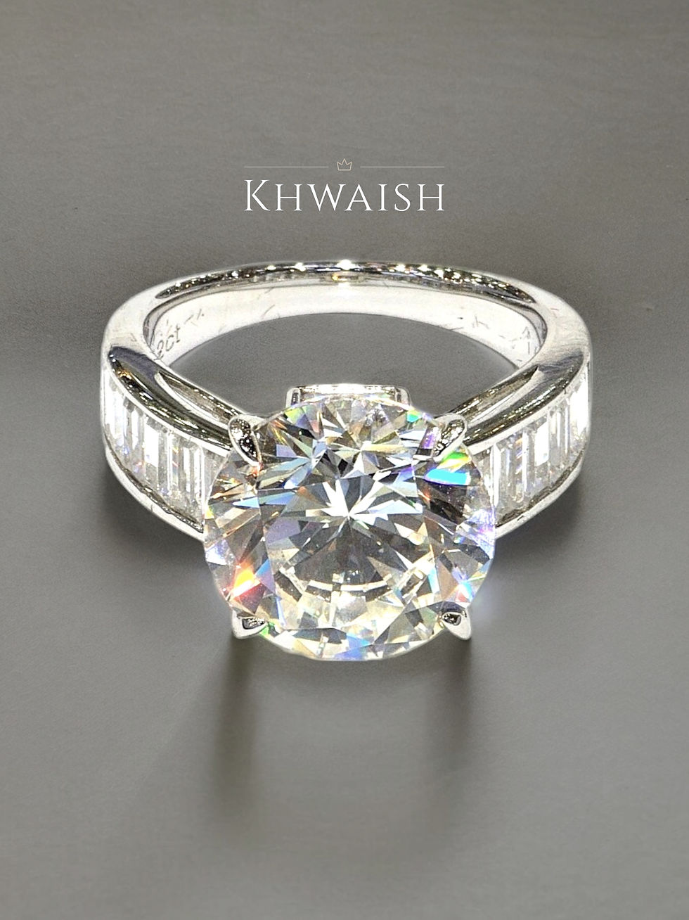 12 Carat Lab Grown Moissanite Stone Sterling Silver Ring