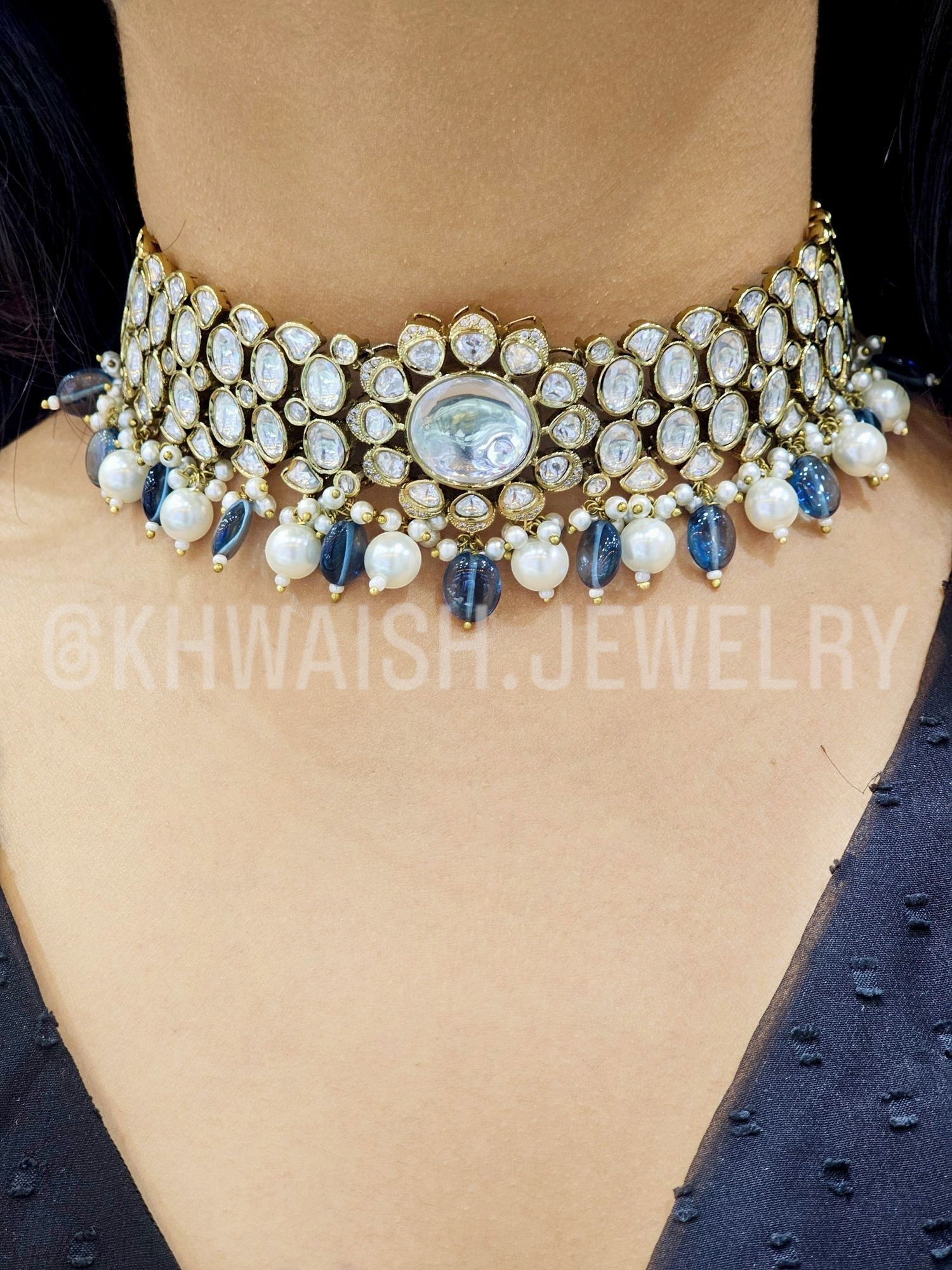 Victorian Uncut Polki Choker Necklace Set