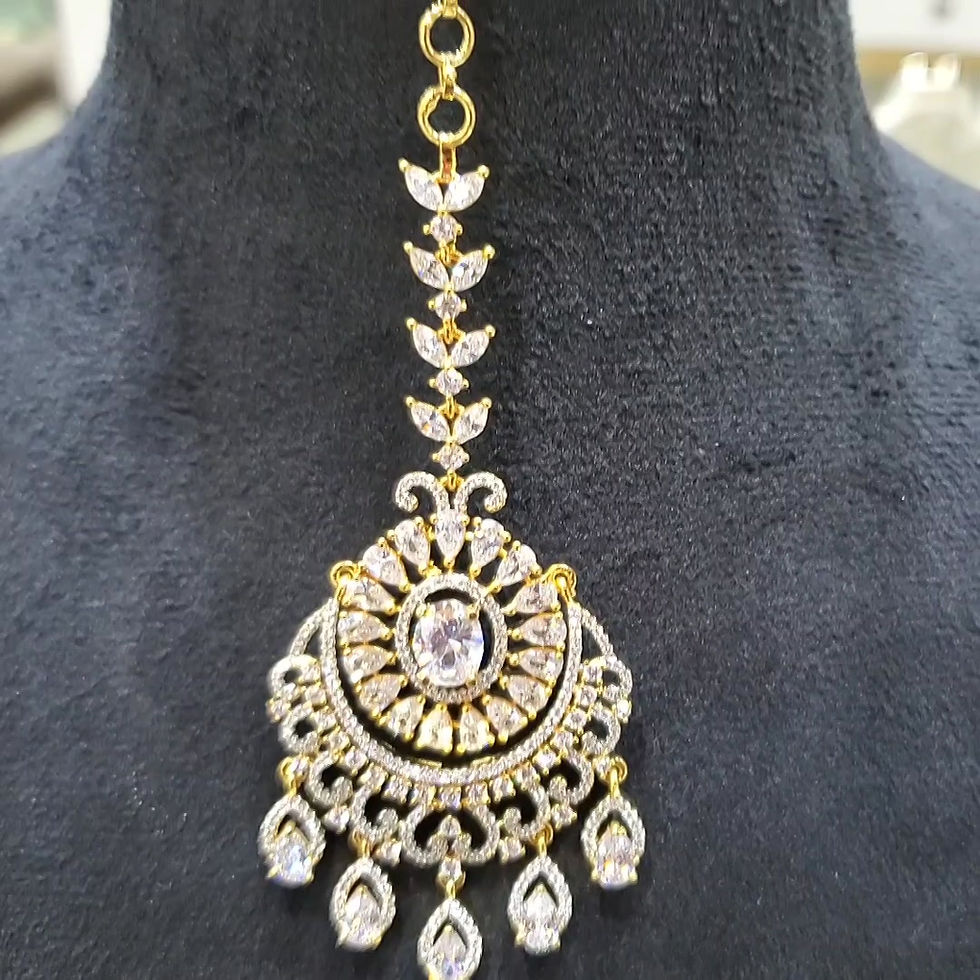 Gold Silver Cz Stones Maang Tikka