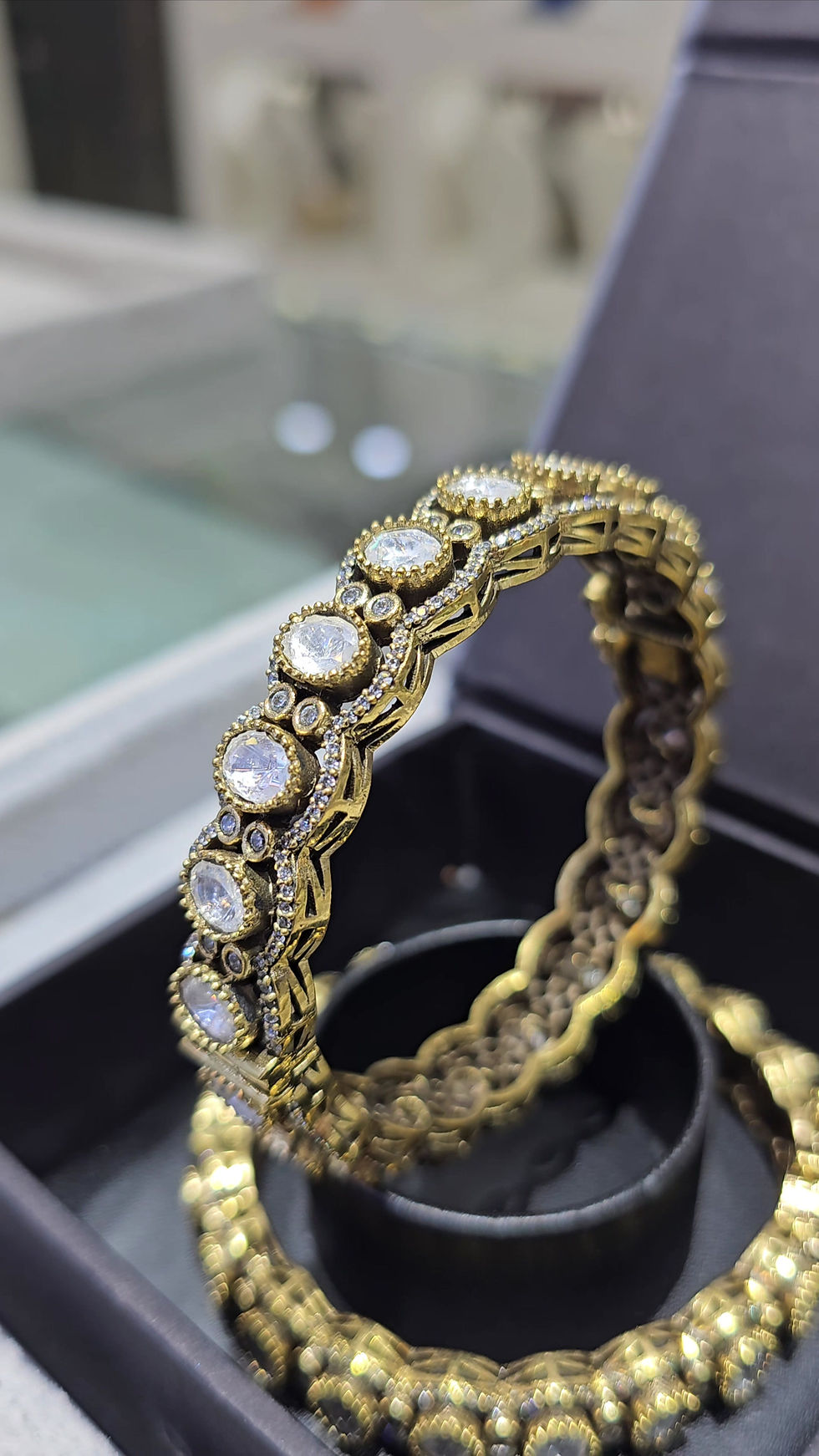 Moissanite Victorian Uncut Polki Bangle Set