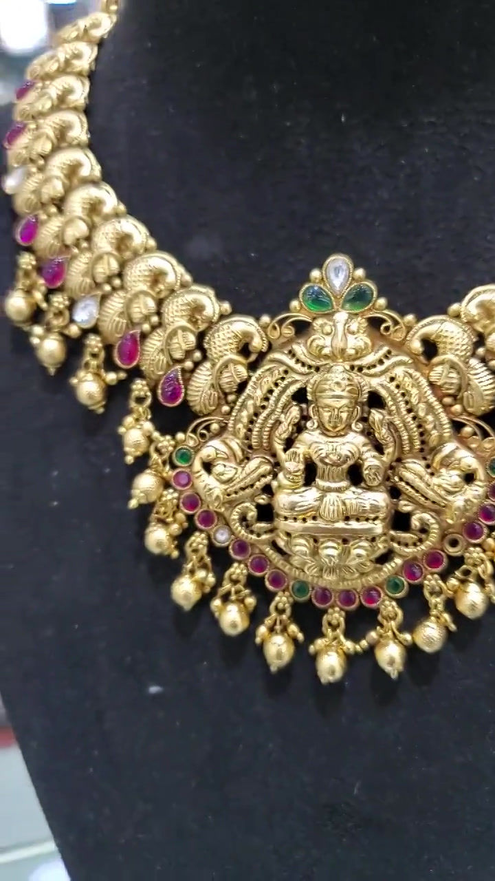 Thumbnail: Temple Jewellery Gold Plated Choker Necklace Set