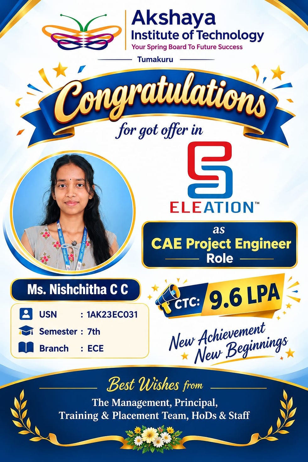 Nishchitha C C’s Placement Success at Eleation