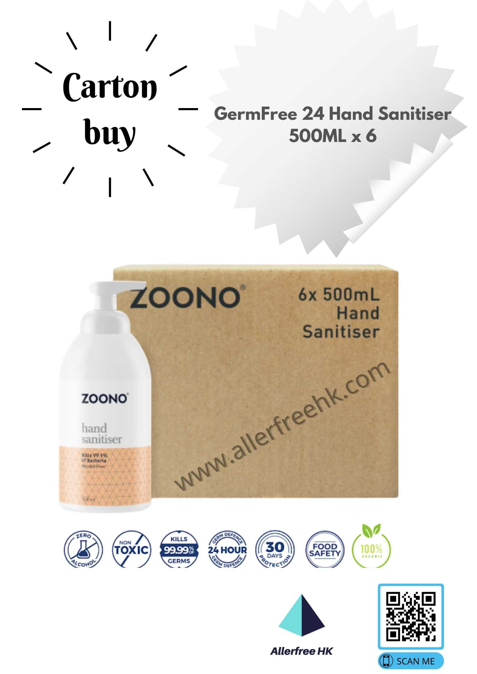 ZOONO GermFree 24 Hand Sanitizer (500MLx6)