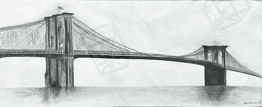 Finished drawing of the Brooklyn Bridge