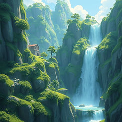 animated world with green hits and a waterfall.jpg