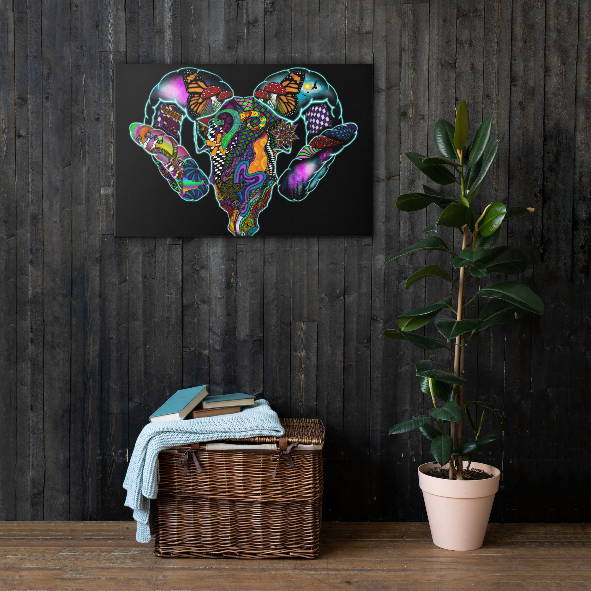 Psychedelic Ram Skull Canvas Print