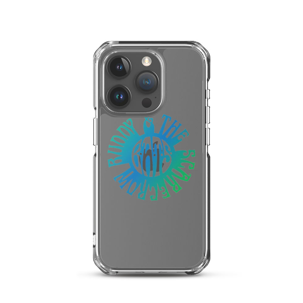 Thumbnail: Our band's  merch, it is a clear gel phone case with a our band's logo on it
