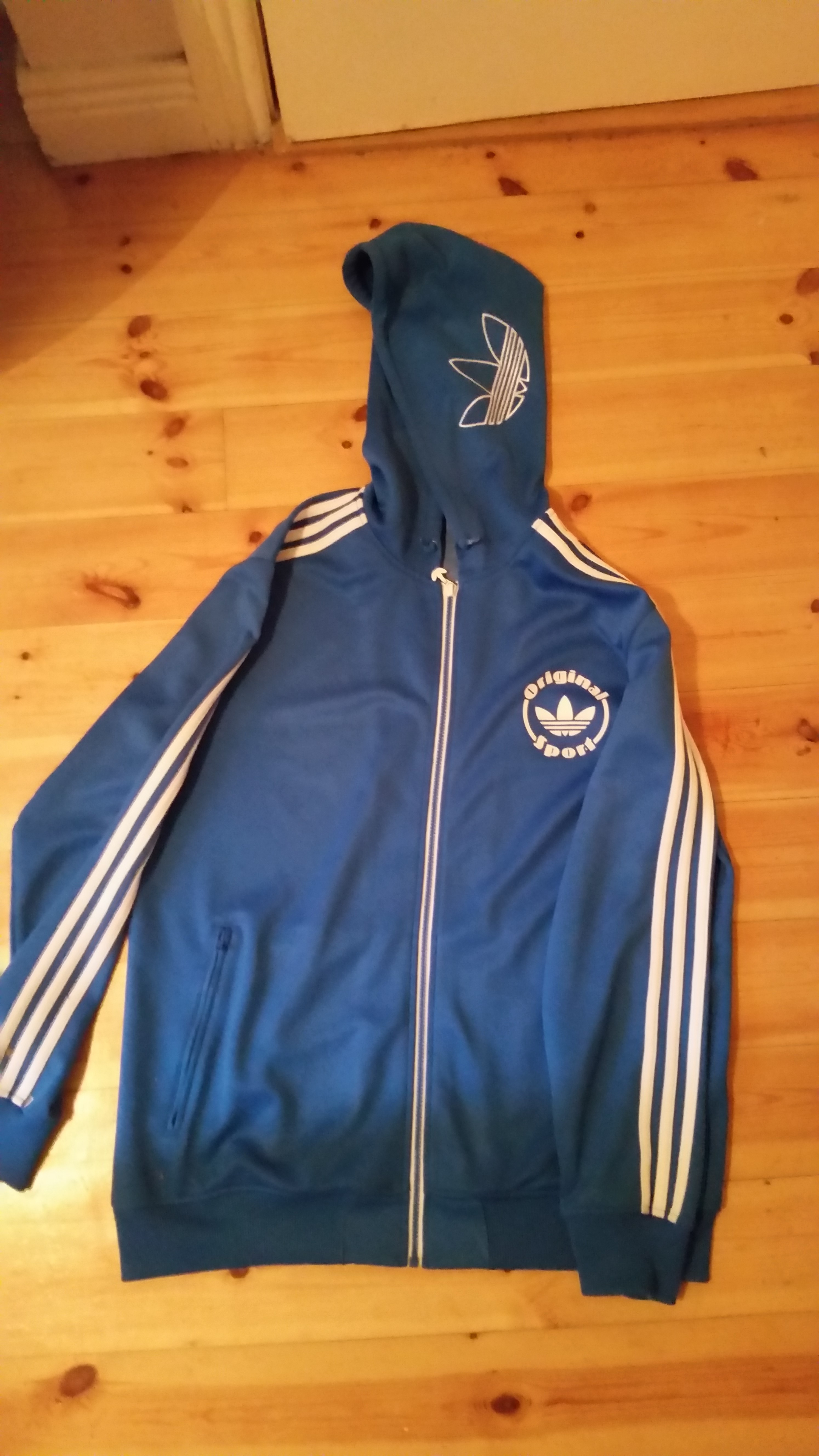 Adidas Classics Blue Hoodie - Large