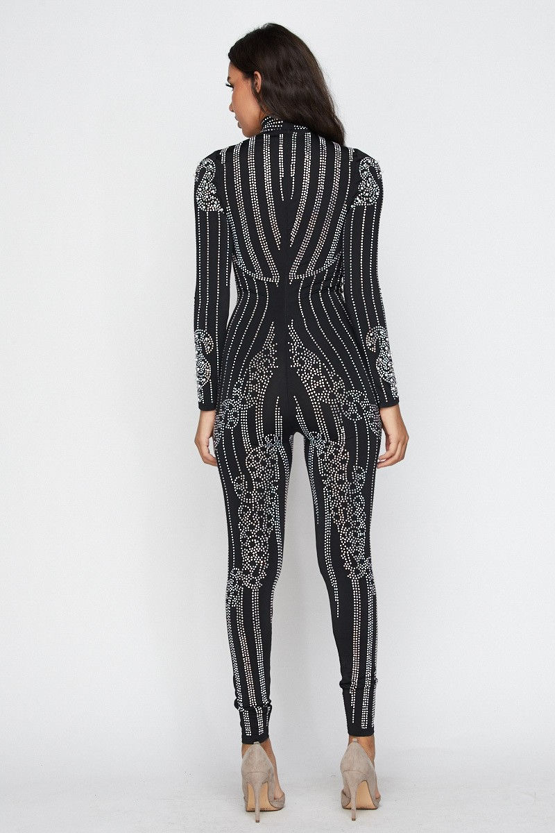 Thumbnail: Diamond  and Pearls Jumpsuit -NUDE