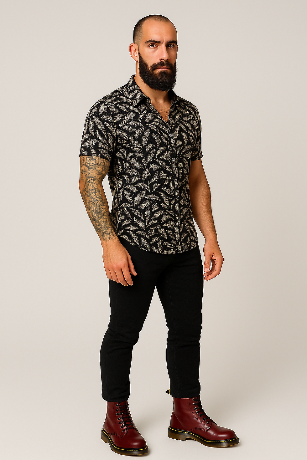 Miniatura: Camisa Viscose Estampas Penas