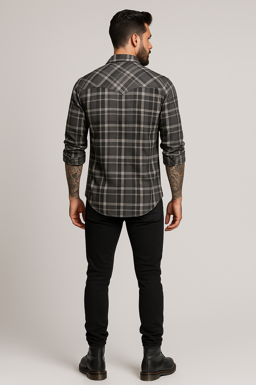 Miniatura: Camisa Western Xadrez Cinza Flanela