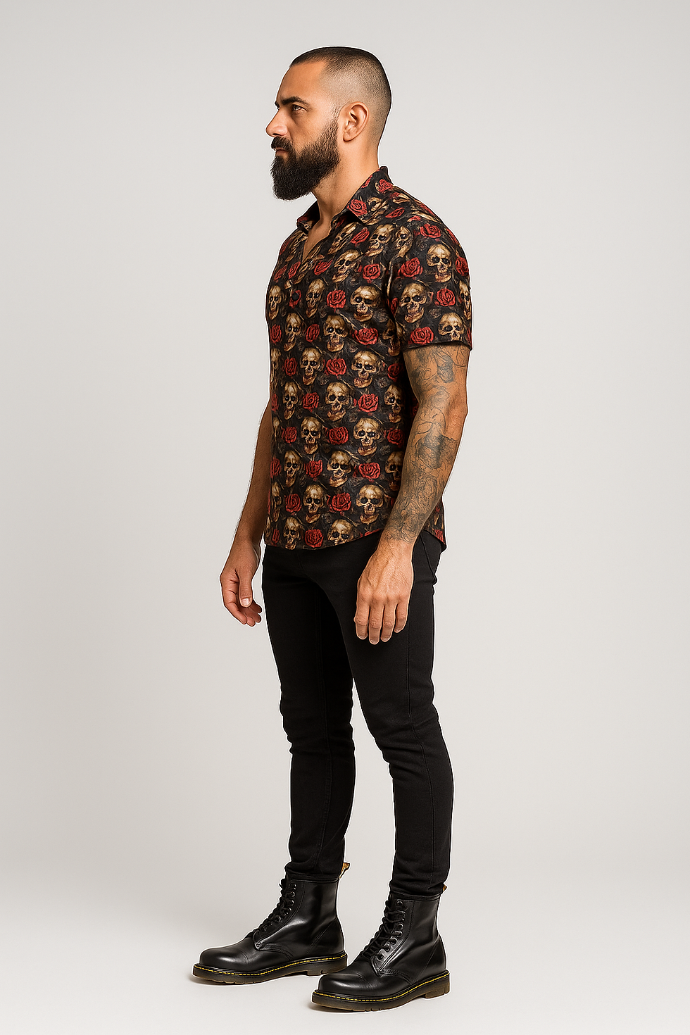 Miniatura: Camisa Algodão Caveiras e Rosas