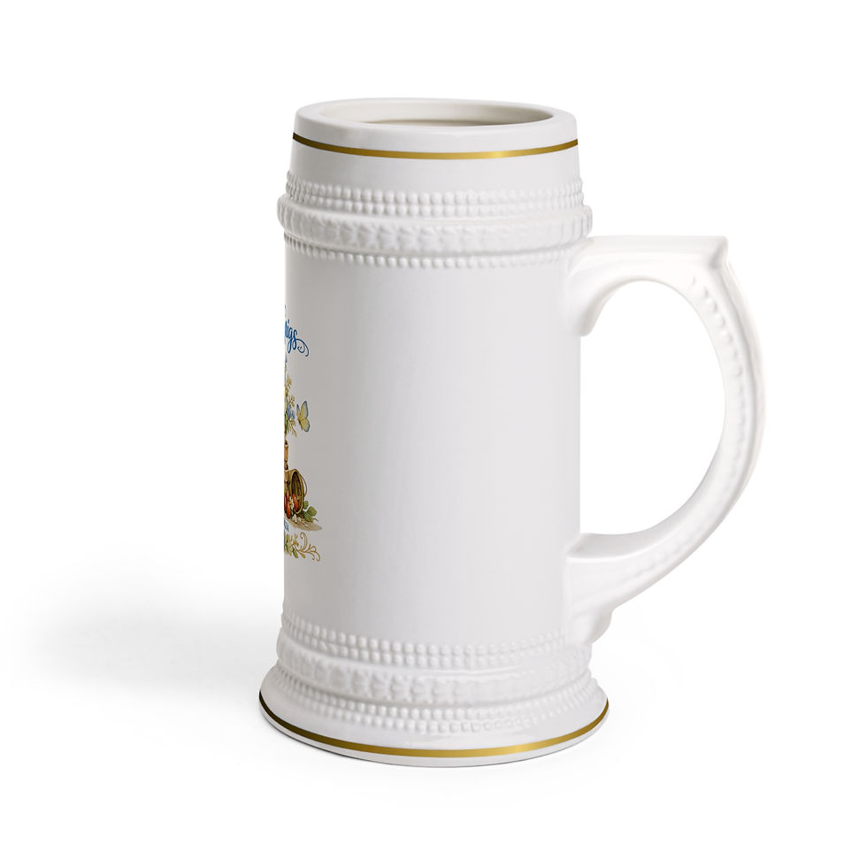 Thumbnail: Stein Mug — "Sassy Sprigs" Floral Rustic Beer Stein (Home Bar, Gift, Vase)