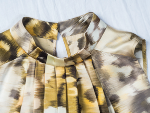 printed silk top, pleated front top, silk top, women's fashion, spring fashion, fashion design, apparel design, 
