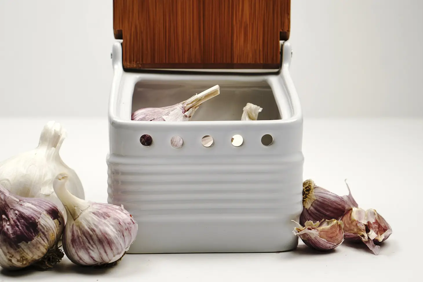Stoneware Garlic Keeper White Farmers Storehouse