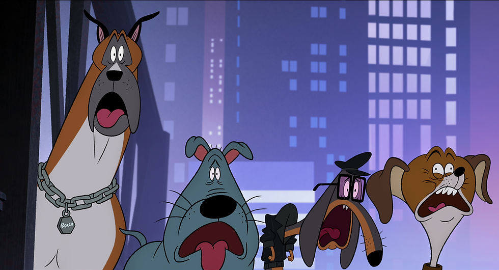 Idris Elba as Rocco, Adam Devine as Bull, Fred Armisen as Fetch and Bobby Moynihan as Lucky in Fixed.