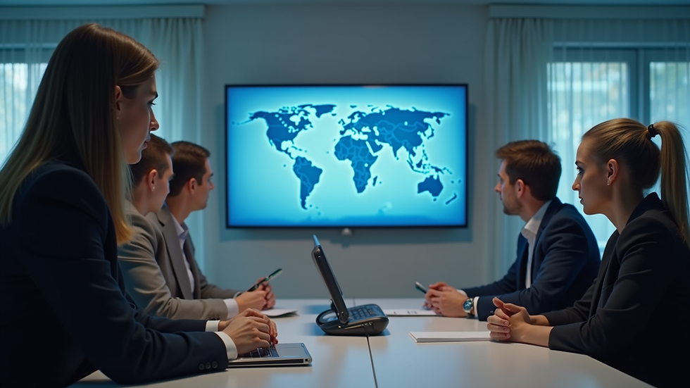 Eye-level view of a business team in a training session focused on cybersecurity