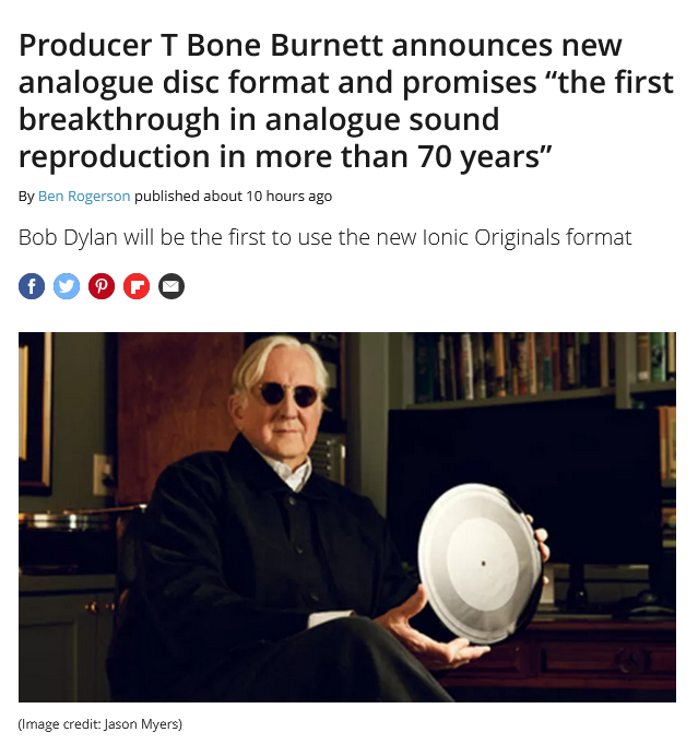 New analogue disc format announced by T. Bone Burnett content media