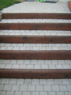 Escalier avec pose de pavé extérieur