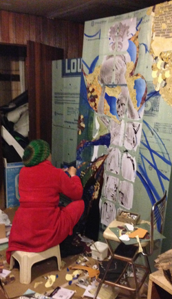 Wendy working on collage