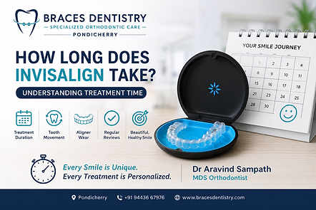 Invisalign treatment duration and clear aligners at Braces Dentistry, Pondicherry | Dr Aravind Sampath MDS Orthodontist