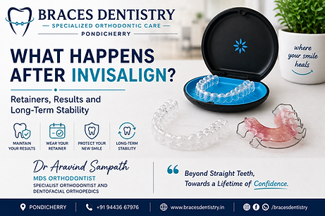 After Invisalign treatment and orthodontic retainers at Braces Dentistry, Pondicherry | Dr Aravind Sampath MDS Orthodontist
