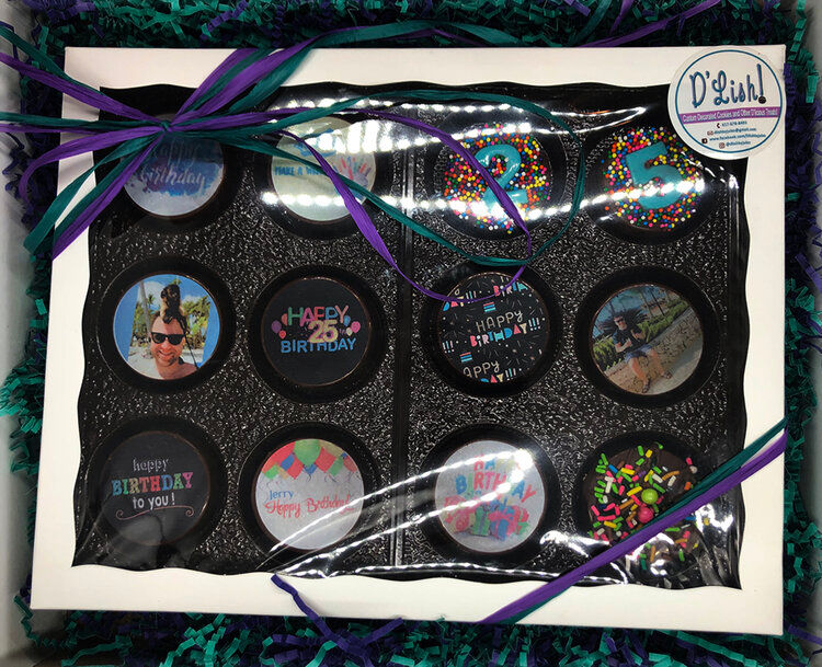 BOX OF TWELVE (12) CUSTOMIZED CHOCOLATE COVERED OREOS