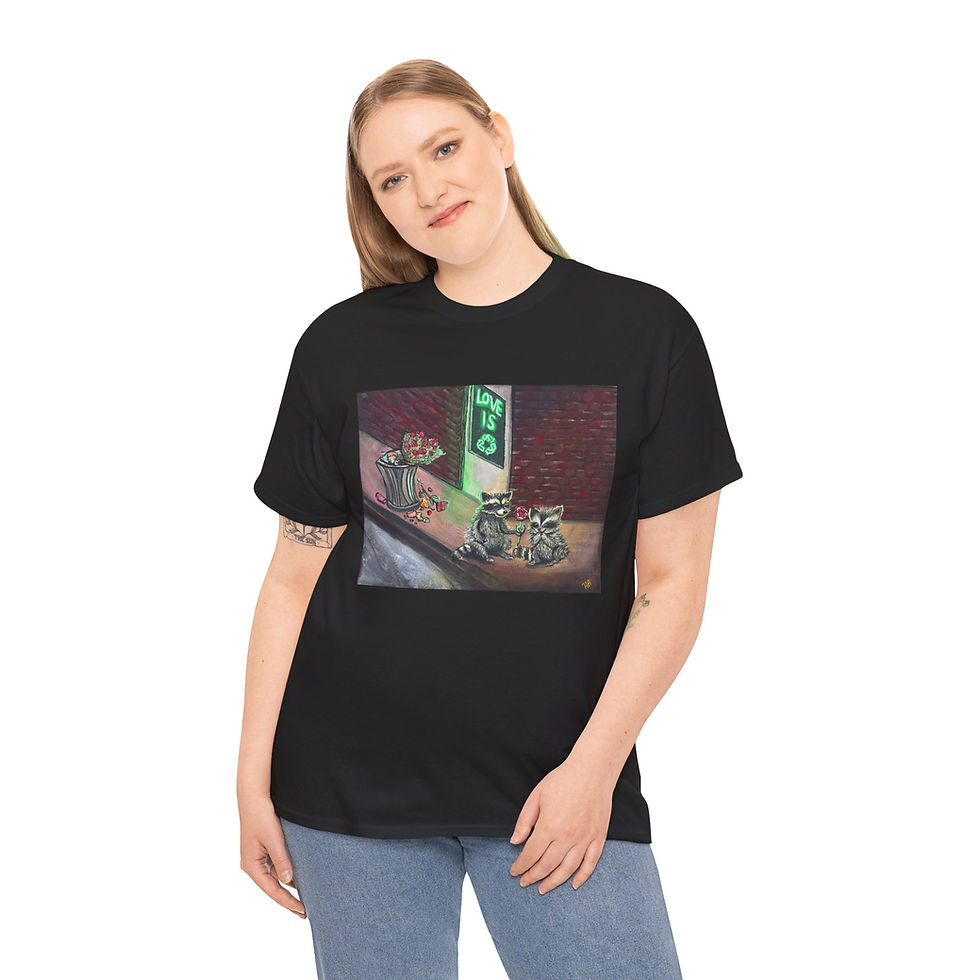 Thumbnail: Raccoon Love Unisex Tee Shirt, Love Is Recyclable