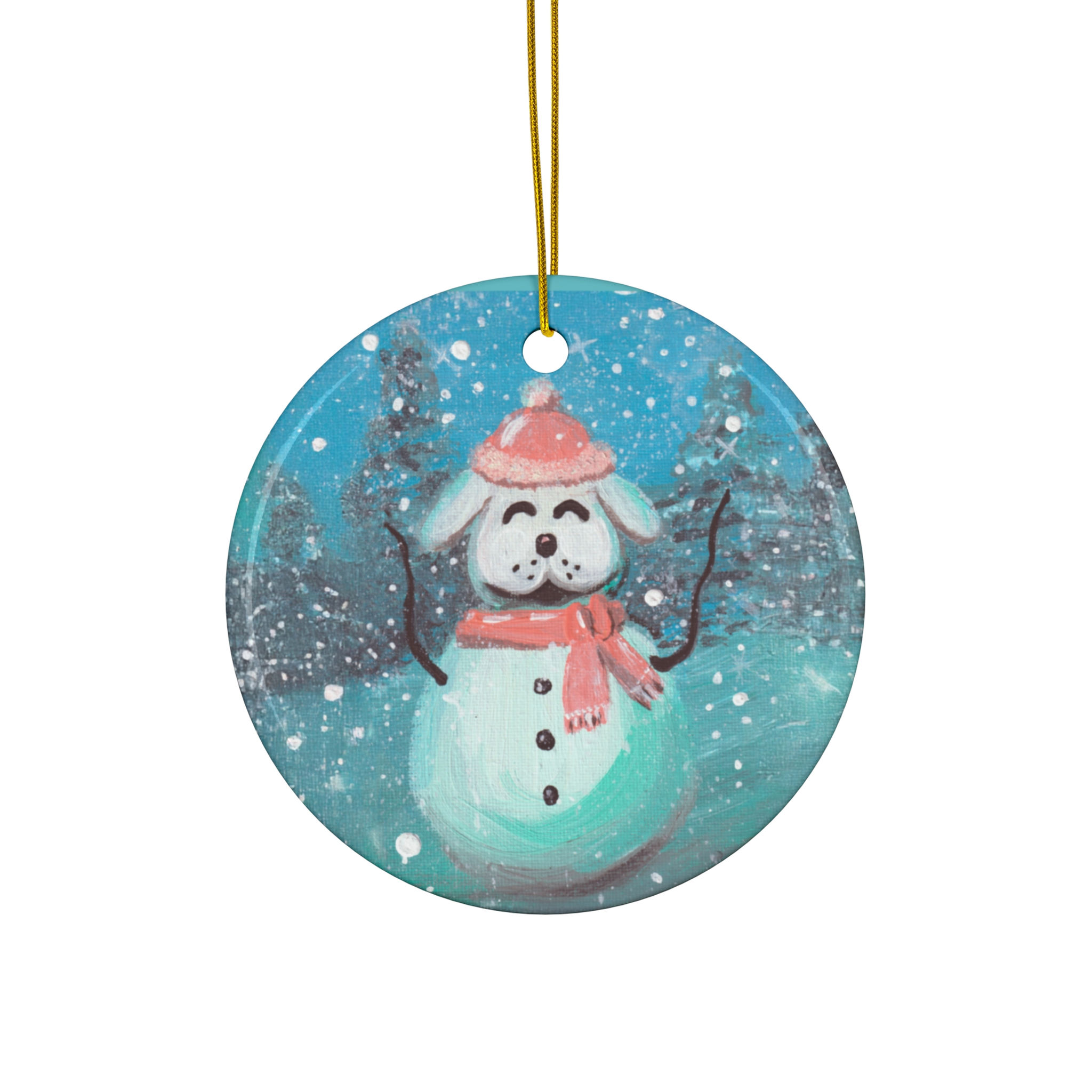Snowmanimals Dog Ceramic Ornament, Snowman Dog Christmas Decor