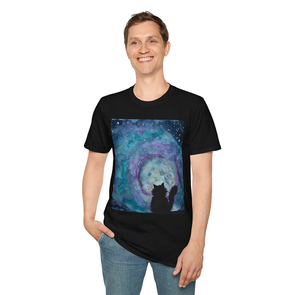 Thumbnail: Stargazing Cat Unisex Softstyle T-Shirt