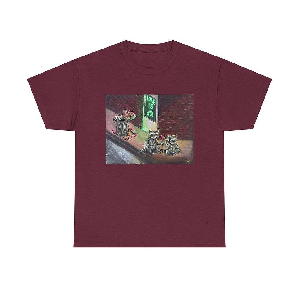 Thumbnail: Raccoon Love Unisex Tee Shirt, Love Is Recyclable