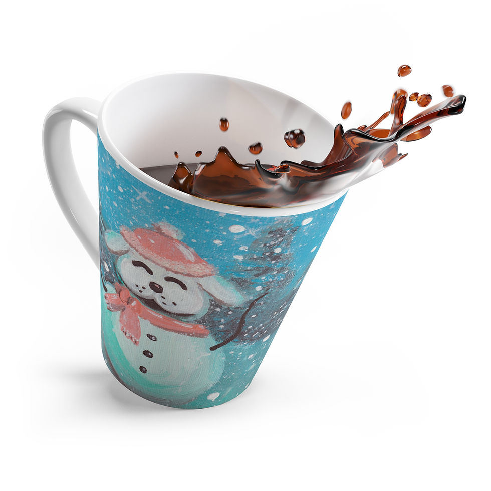 Thumbnail: Snowman Dog Latte Mug, Whimsical Winter, Christmas Dog Mug, Cozy Mug, Puppy Mug