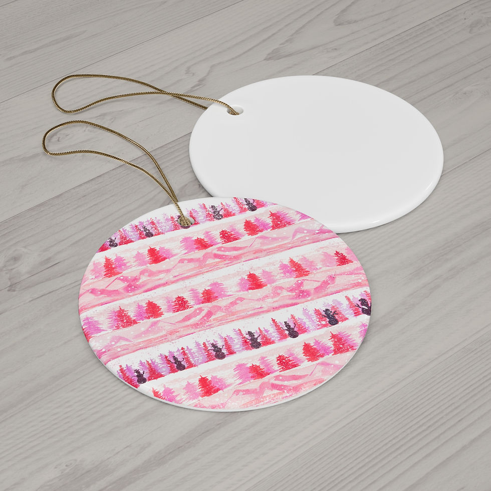 Thumbnail: Pink Ceramic Ornament, Christmas Tree Decoration, Holiday Decor, Pink Christmas 