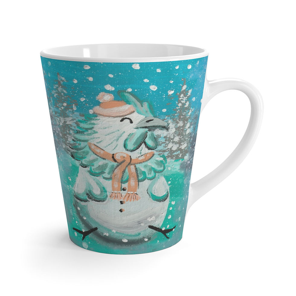 Thumbnail: Snowmanimals Chicken Snowman Latte Mug, Whimsical Chicken Mug
