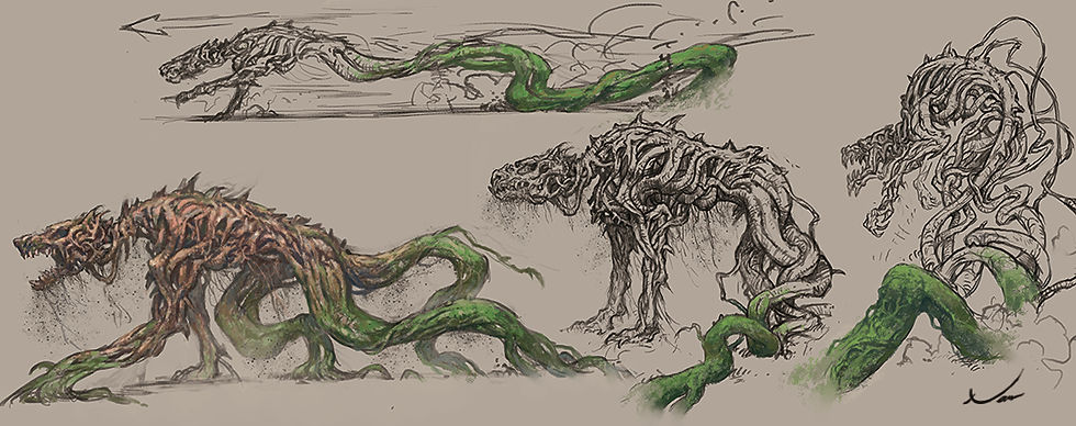 Etudes pour les loups de ronces.