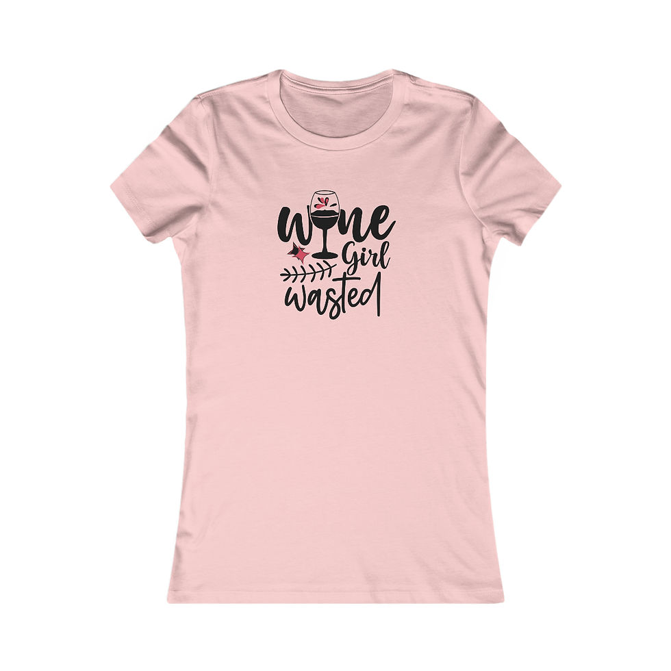 Thumbnail: Pink Women's T-Shirt With Funny Quote "Wine Girl Wasted" Front View