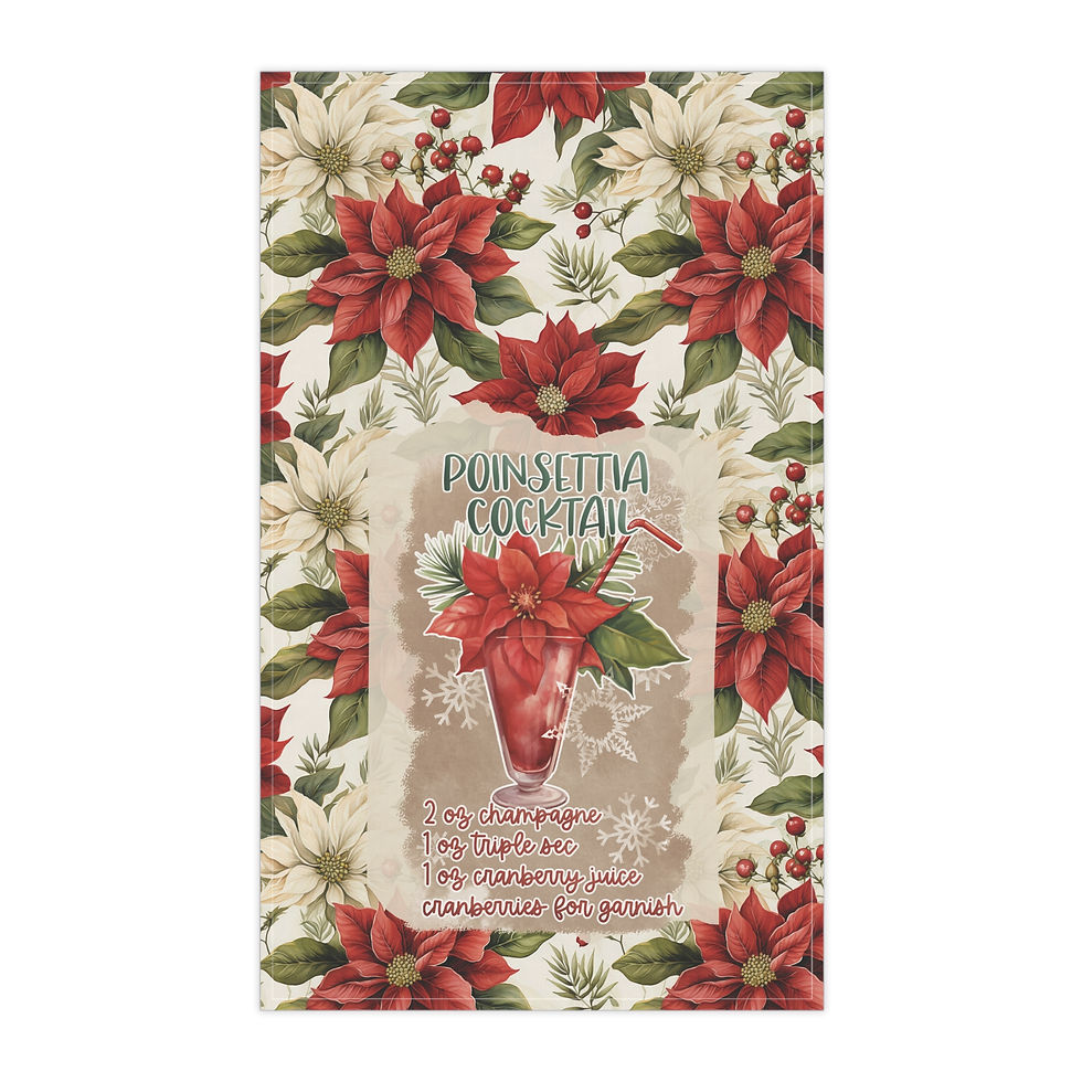 Thumbnail: Christmas Tea Towels (cotton, poly), "Poinsettia Cocktail" adult beverage recipe