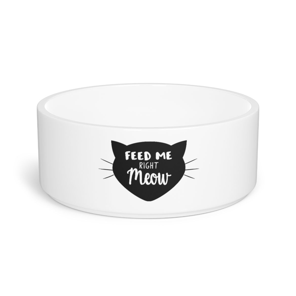 Feed Me Right Meow White Ceramic Pet Bowl