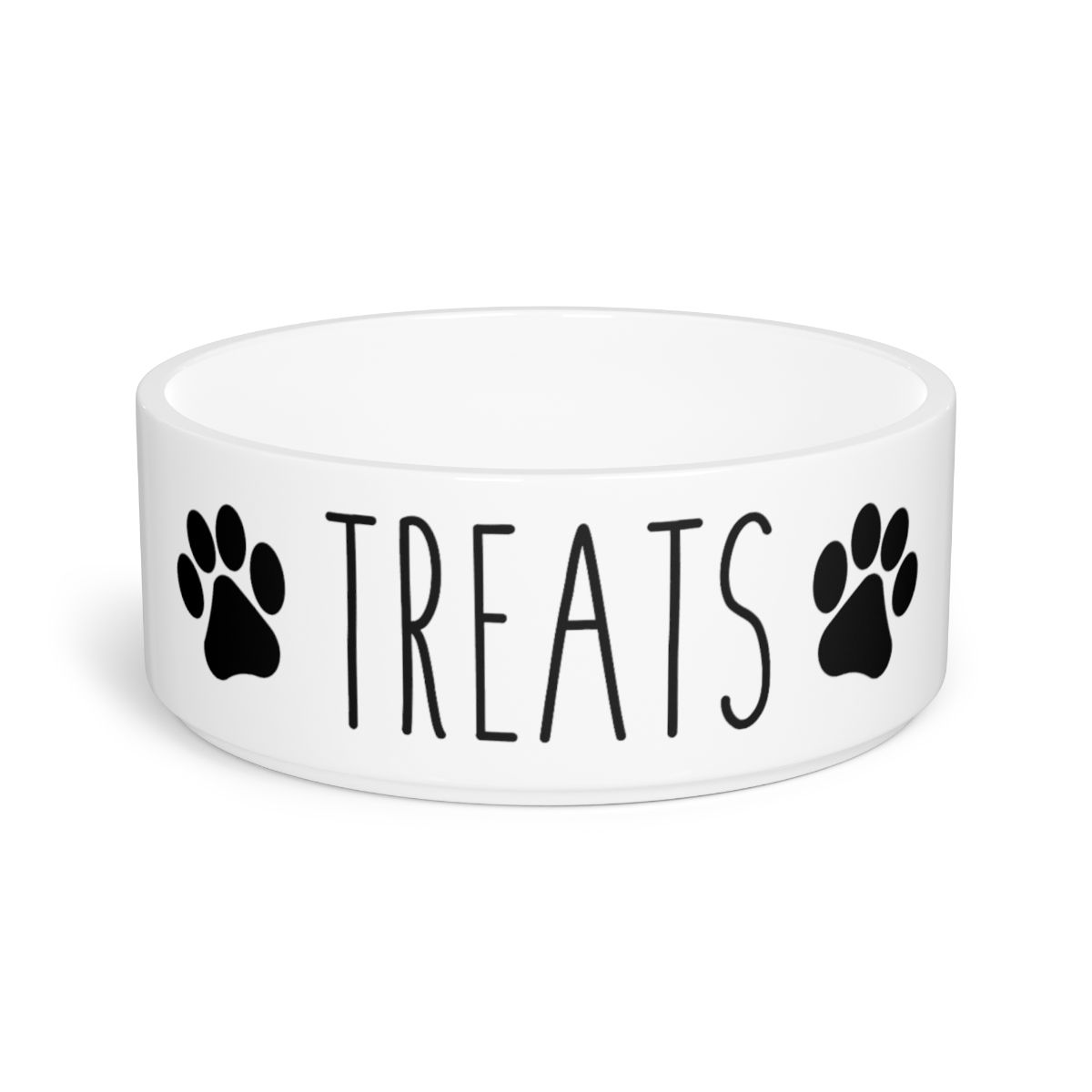 Treats White Ceramic Dog Pet Bowl