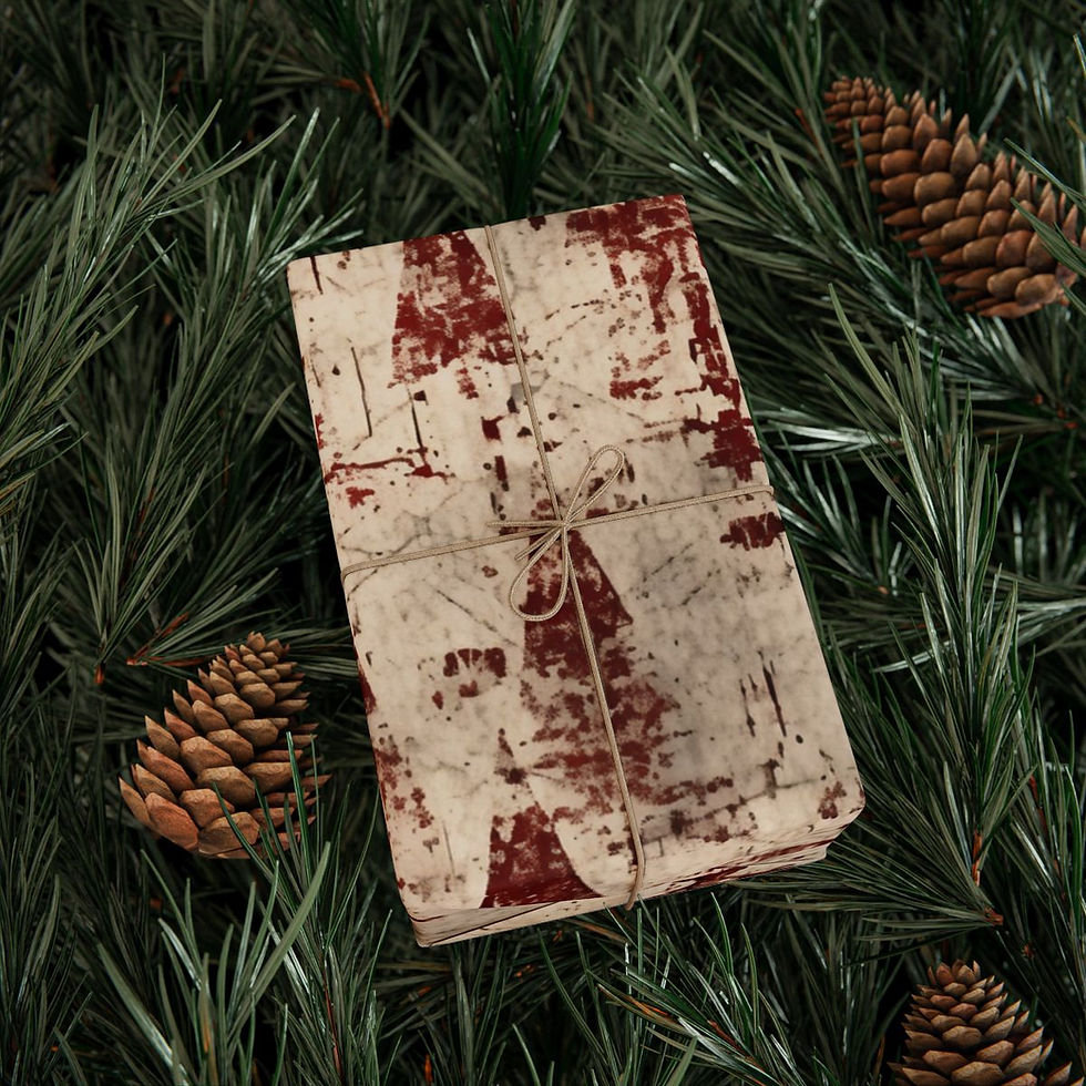 Thumbnail: Christmas Wrapping Paper, Distressed Paper with Red Distressed Christmas Trees