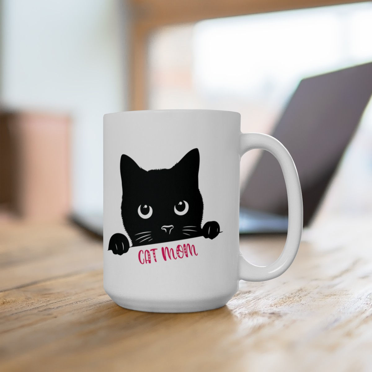 "Cat Mom" Ceramic Mug 15oz, Mother's Day, Birthday, Gifts